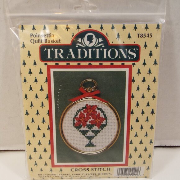 Traditions Counted Cross Stitch Kits –2 Pack- SLEDDING TEDDY & POINSETTA Set - Picture 14 of 16